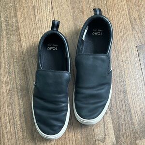 TOMS Black Vegan Leather Slip-On Loafers